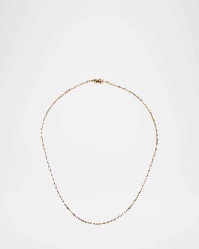 14K Yellow Gold Skinny Tennis Necklace